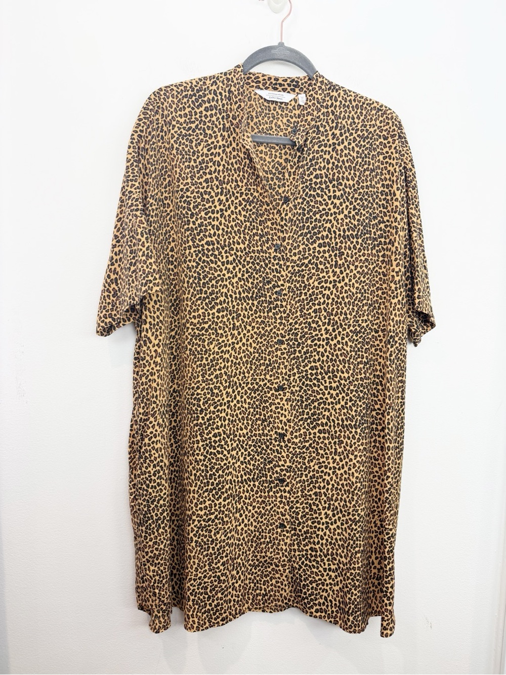 & Other Stories Leopard Button Down Oversized Shirt Dress Size 4